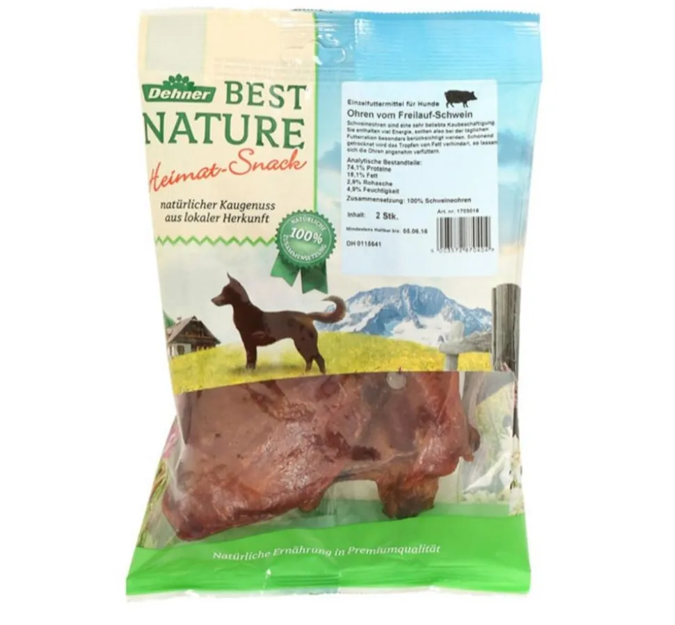 Dehner Best Nature Hundesnack Ohren vom Freilauf-Schwein, 2 Stk.