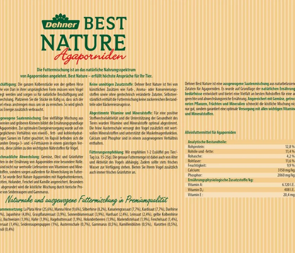Dehner Best Nature Vogelfutter, Agapornidenfutter