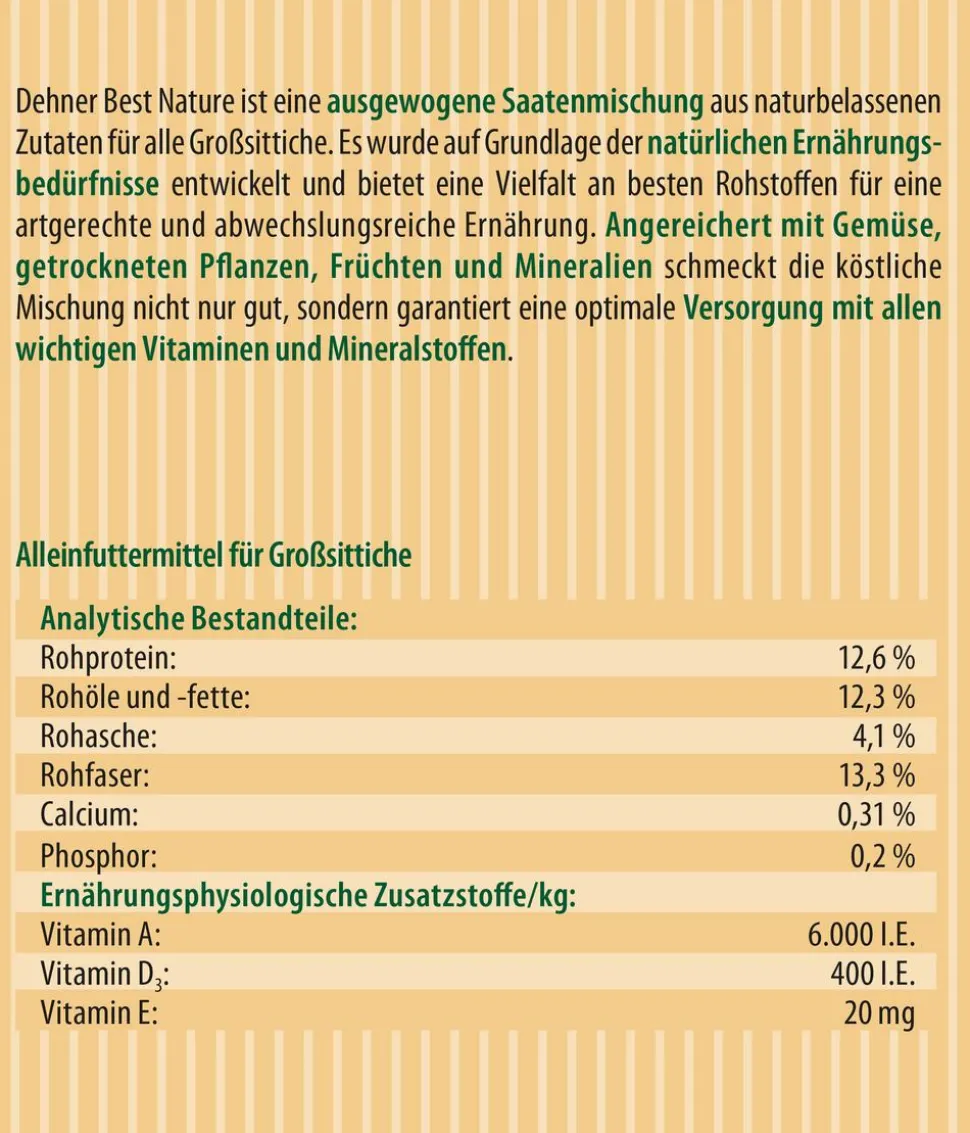 Dehner Best Nature Vogelfutter für Großsittiche, 2,5 kg