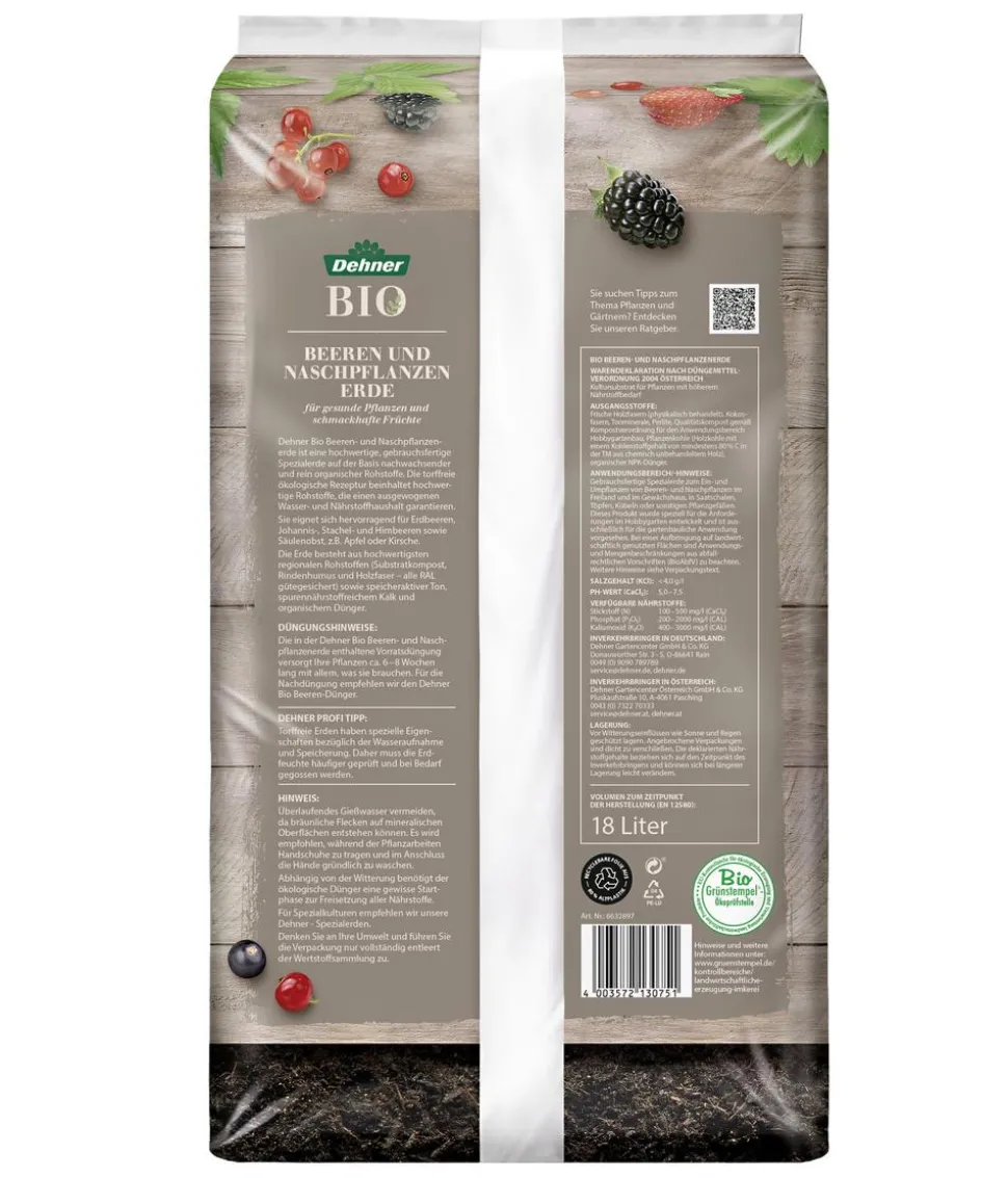 Dehner Bio Beeren- und Naschpflanzenerde, 18 l