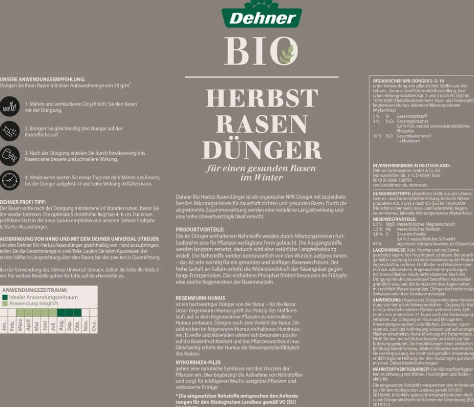 Dehner Bio Herbstrasendünger, 10,05 kg