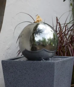 Dehner Edelstahl-Gartenbrunnen Kioto, ca. B34/H83/T34 cm