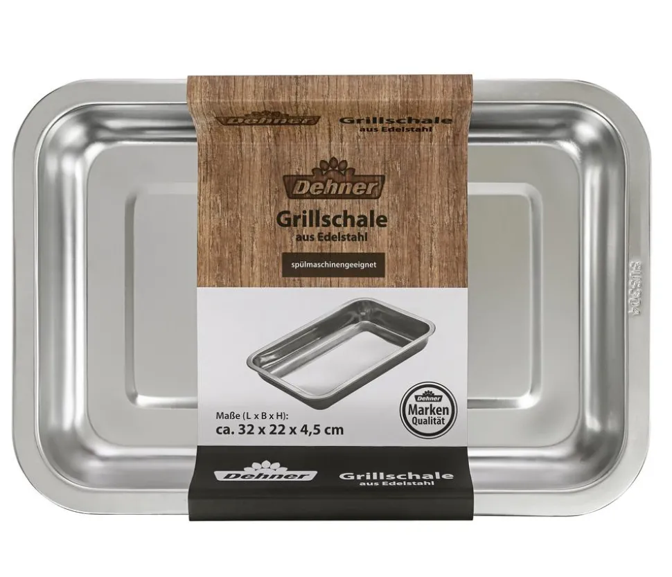 Dehner Edelstahl-Grillschale, ca. B22/H4,5/T32 cm