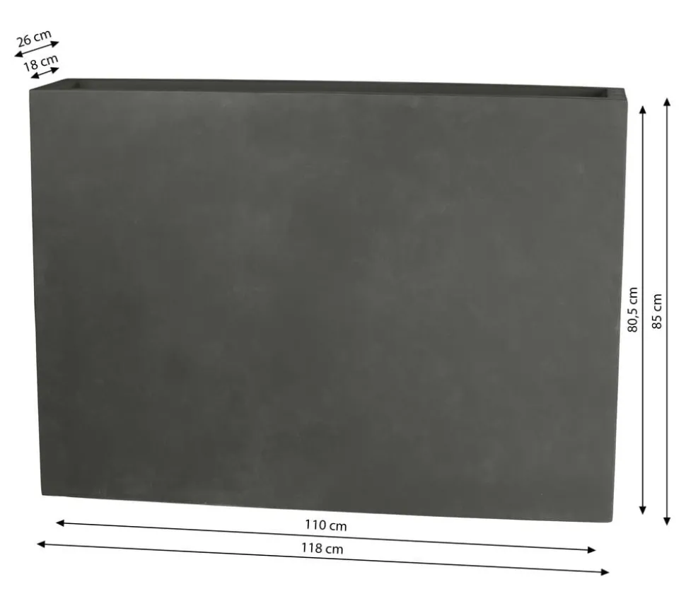 Dehner Fiberglas-Kasten, rechteckig, grau, ca. B118/H85/T26 cm