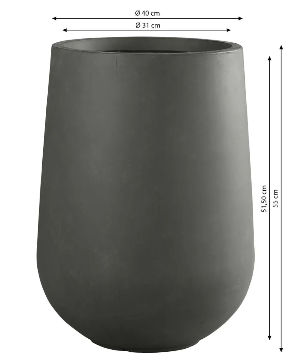 Dehner Fiberglas-Topf Curved, rund, anthrazit