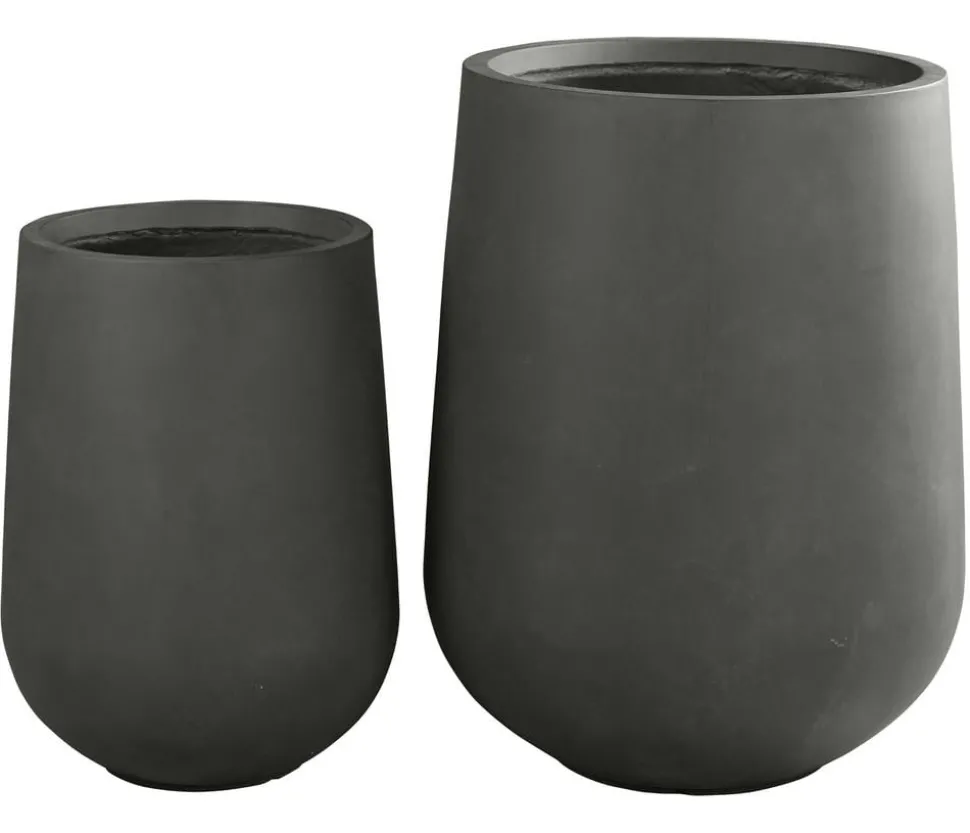 Dehner Fiberglas-Topf Curved, rund, anthrazit
