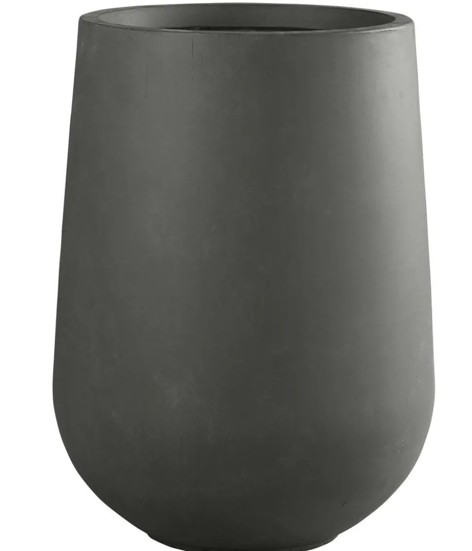 Dehner Fiberglas-Topf Curved, rund, anthrazit