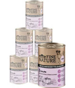 Dehner Fine Nature Nassfutter für Hunde Adult, Lamm mit Kartoffeln, Kürbis & Spinat