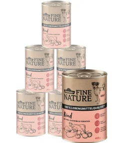 Dehner Fine Nature Nassfutter für Hunde Adult, Huhn mit Karotten, Brokkoli & Basilikum