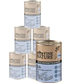 Dehner Fine Nature Nassfutter für Hunde Senior, Ente mit Topinambur & Karotten