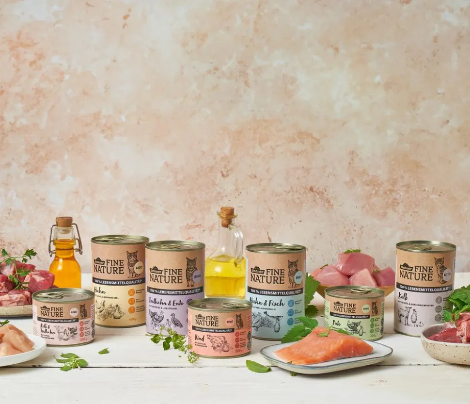 Dehner Fine Nature Nassfutter für Katzen Adult, Pute mit Lachsöl & Katzengamander