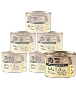 Dehner Fine Nature Nassfutter für Katzen Adult, Huhn mit Leinöl & Brennnessel