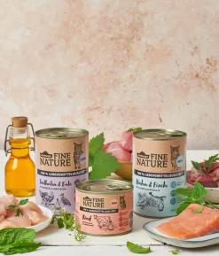 Dehner Fine Nature Nassfutter für Katzen Senior, Truthahn & Ente mit Distelöl & Liebstöckel