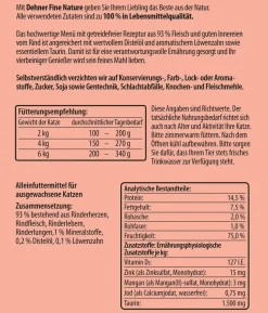 Dehner Fine Nature Nassfutter für Katzen Adult, Rind mit Distelöl & Löwenzahn