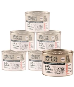 Dehner Fine Nature Nassfutter für Katzen Adult, Kalb & Truthahn mit Leinöl & Katzenminze