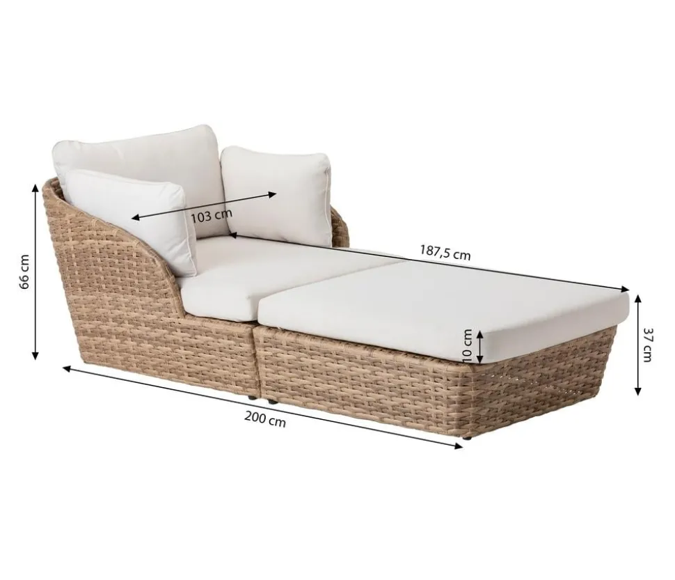 Dehner Gartenliege Tulum, 2-teilig, ca. B103/H66/T200 cm