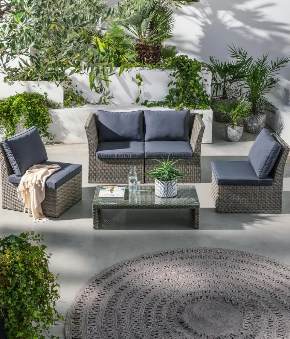 Dehner Geflecht-Lounge Rom, 4-teilig
