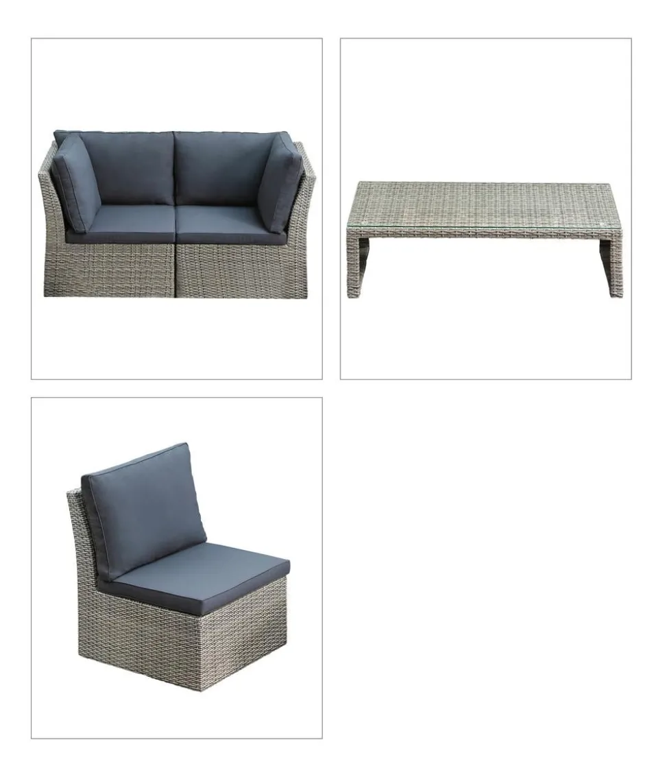 Dehner Geflecht-Lounge Rom, 4-teilig