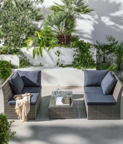 Dehner Geflecht-Lounge Rom, 4-teilig