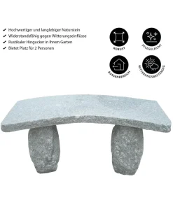 Dehner Granit-Gartenbank, gebogen, 2-Sitzer