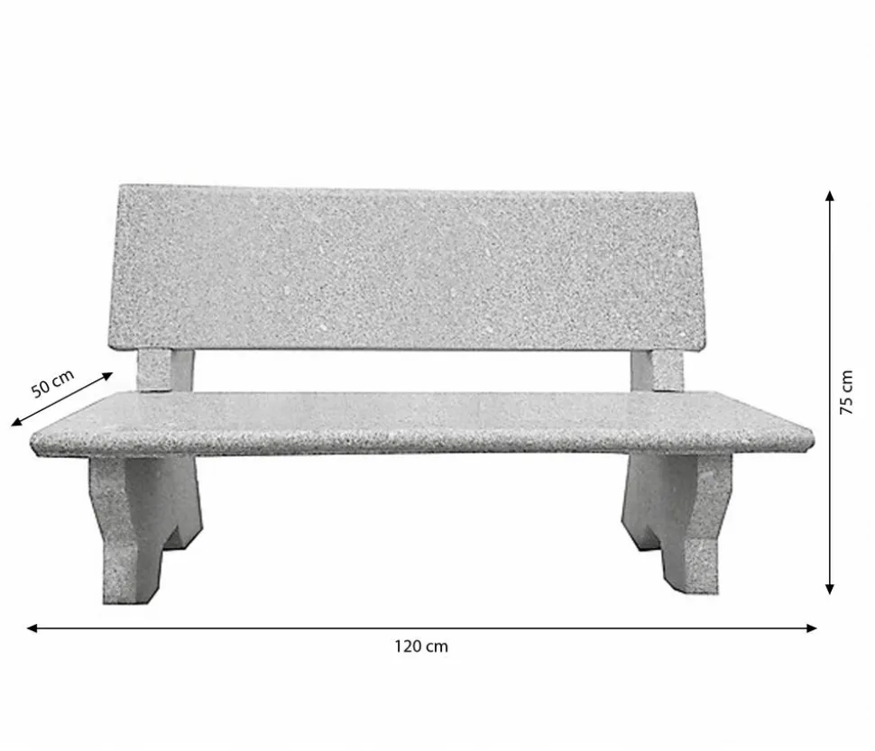Dehner Granit-Gartenbank, grau, ca. B120/H75/T50 cm