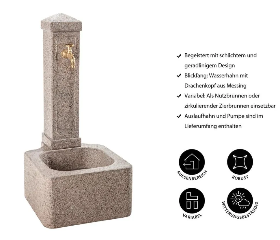 Dehner Granit-Gartenbrunnen Linz, ca. B62/H100/T46 cm