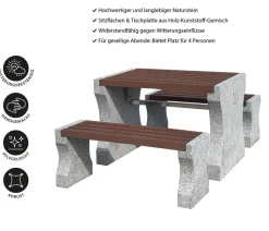 Dehner Granit-Gartenmöbelset, ca. B120 cm