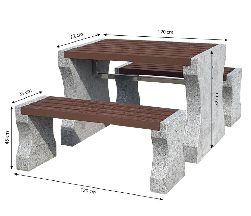 Dehner Granit-Gartenmöbelset, ca. B120 cm