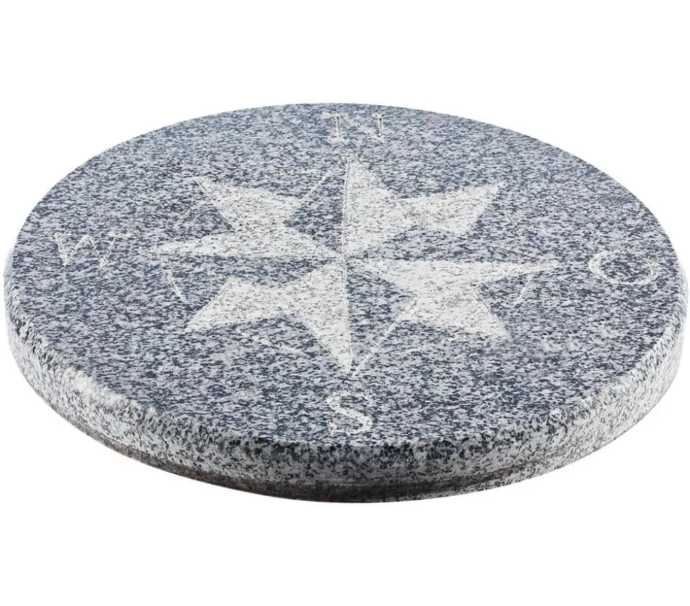 Dehner Granit-Kompassstein, schwarz/grau, ca. Ø40/4 cm