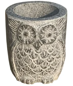 Dehner Granit-Topf Eule, rund, grau, ca. Ø20/H22 cm