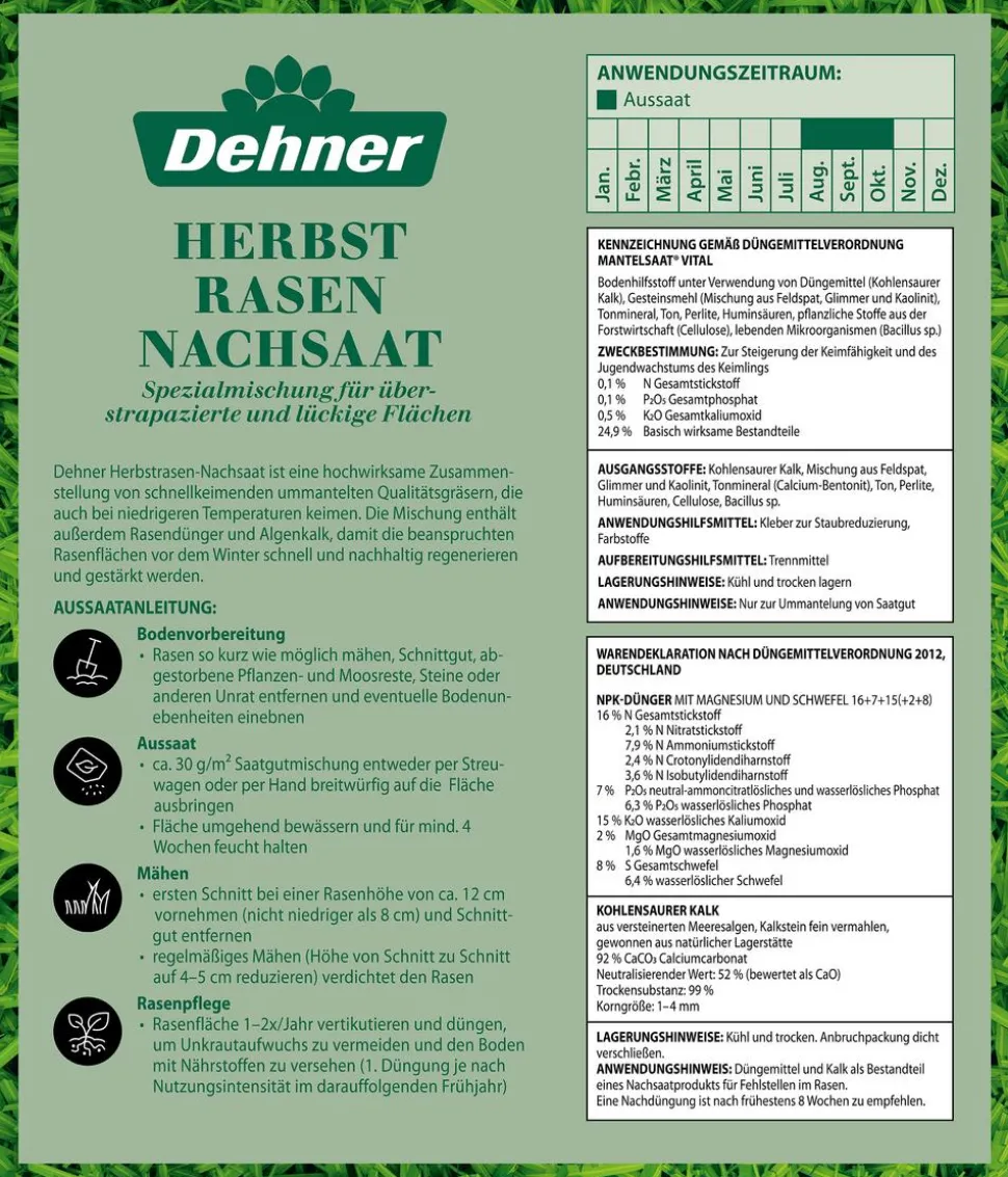 Dehner Herbstrasen-Nachsaat, 750 g