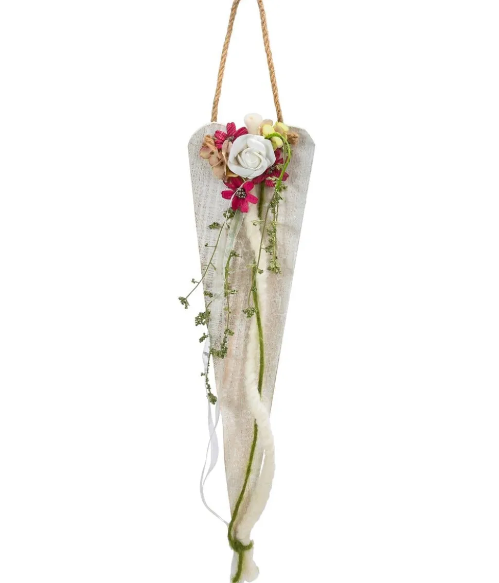 Dehner Holzherz White Flower, ca. B13/H52 cm