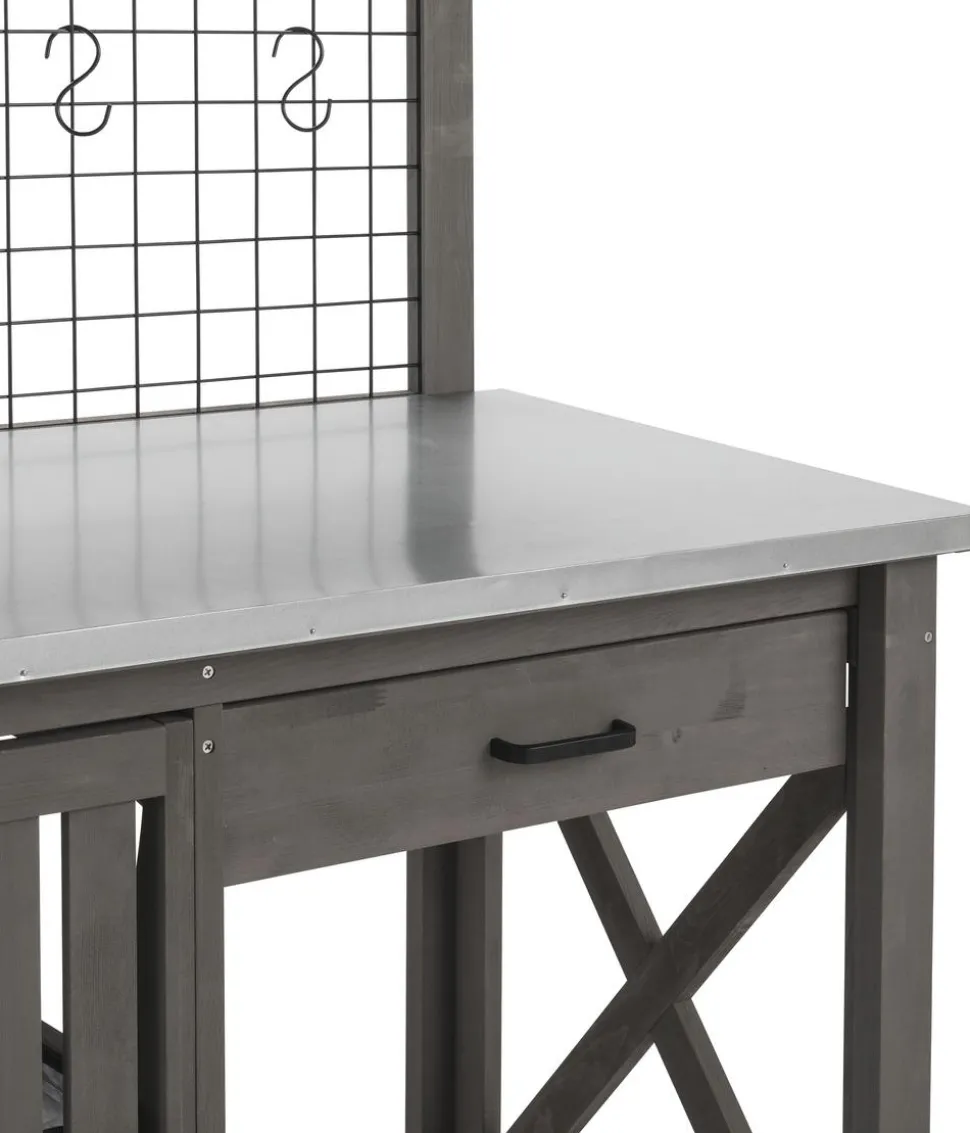 Dehner Holz-Pflanztisch Ottawa, grau, ca. B110/H134,5/T55 cm
