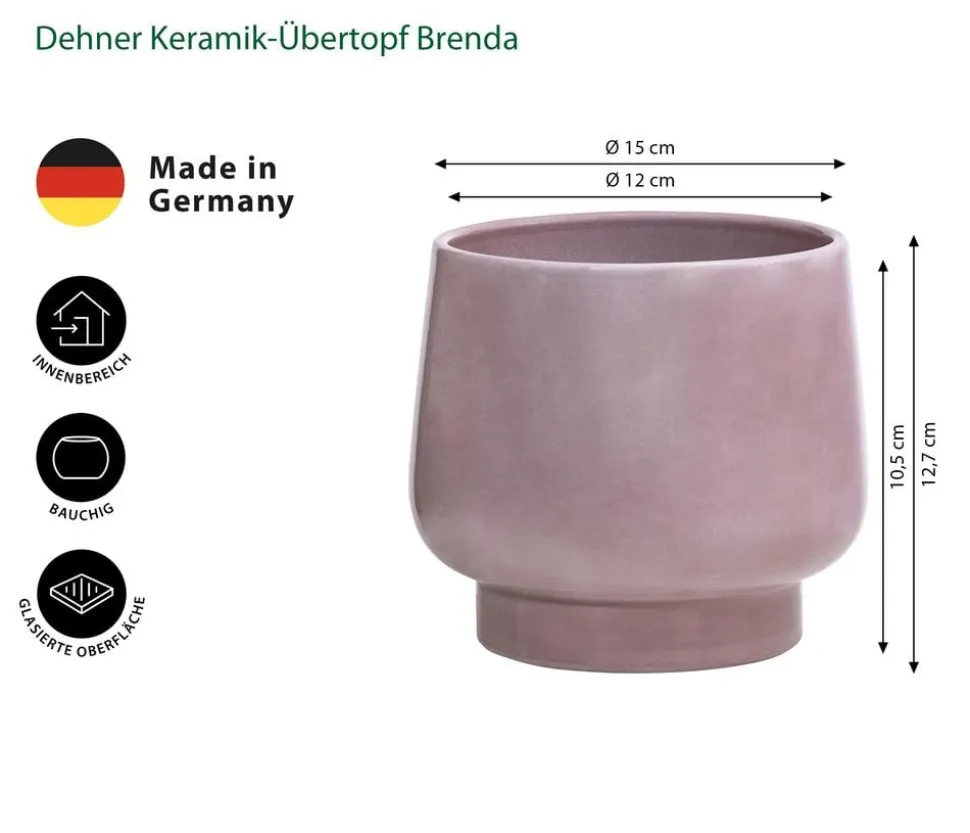 Dehner Keramik-Übertopf Brenda, bauchig, ca. Ø15 cm