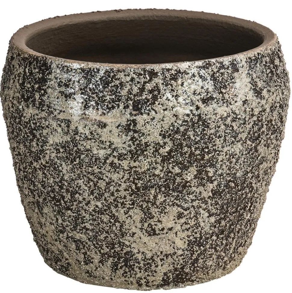 Dehner Keramik-Übertopf Godi, konisch, gold/braun, ca. Ø16 cm