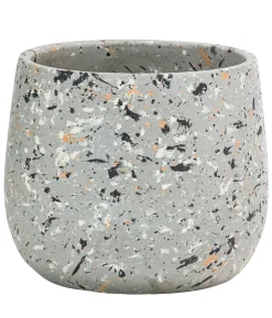 Dehner Keramik-Übertopf Konfetti, bauchig, grau/bunt, ca. Ø15 cm