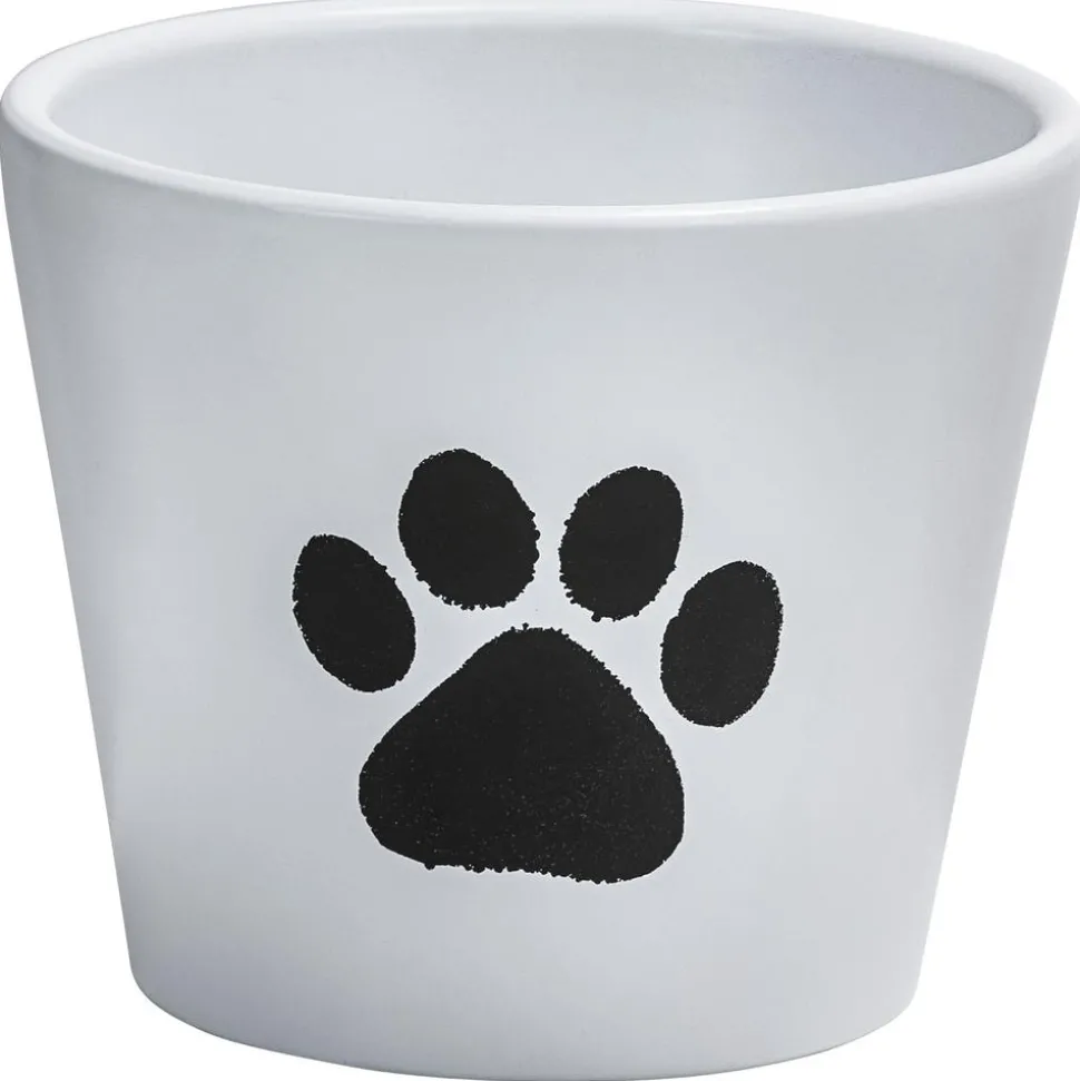 Dehner Keramik-Übertopf Paw, konisch, weiß, ca. Ø13 cm