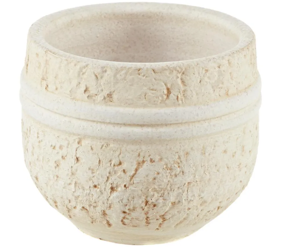 Dehner Keramik-Übertopf Rustika, bauchig, creme