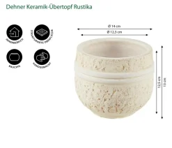 Dehner Keramik-Übertopf Rustika, bauchig, creme