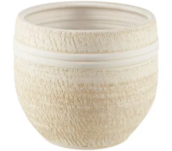 Dehner Keramik-Übertopf Rustika, bauchig, creme
