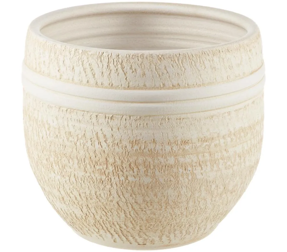 Dehner Keramik-Übertopf Rustika, bauchig, creme