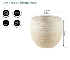 Dehner Keramik-Übertopf Rustika, bauchig, creme