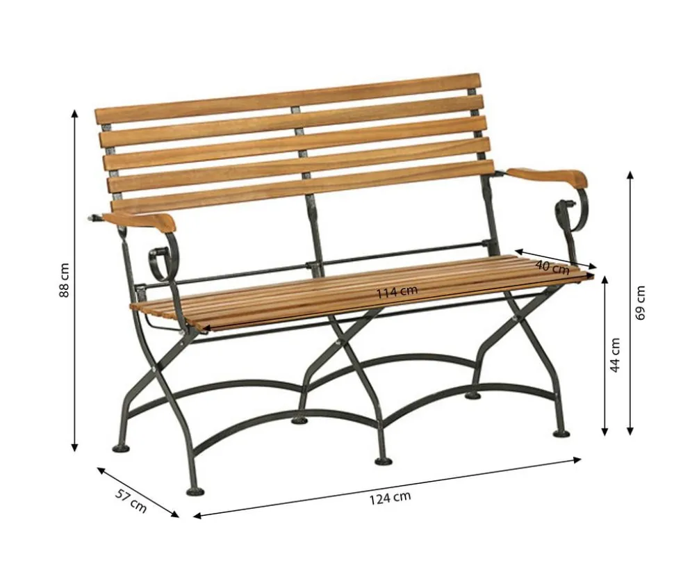 Dehner Klappbank Tegernsee, 2-Sitzer