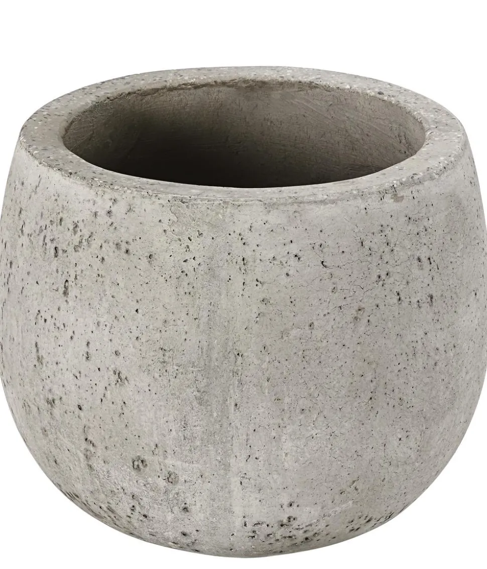 Dehner Kunststein-Topf Balloon Stone niedrig, bauchig, grau