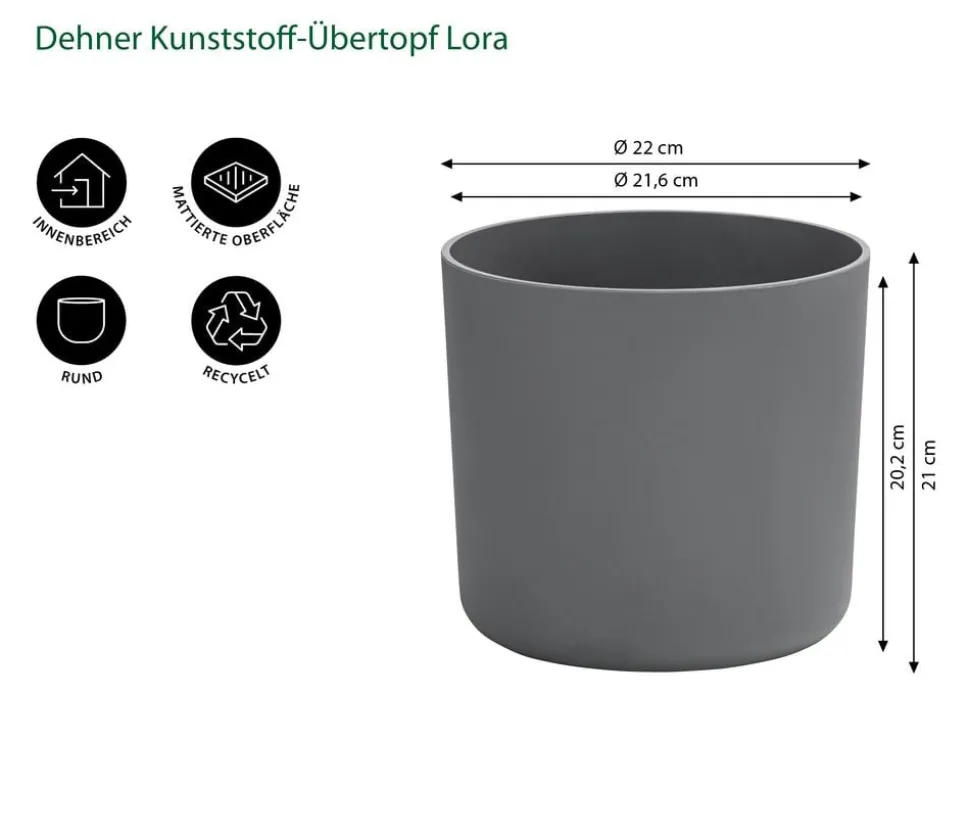 Dehner Kunststoff-Übertopf Lora, rund