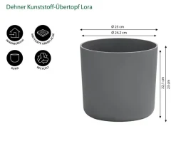 Dehner Kunststoff-Übertopf Lora, rund