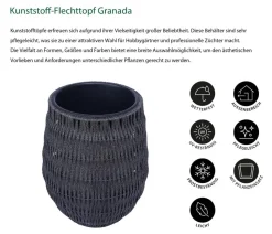 Dehner Kunststoff-Flechttopf Granada, rund, schwarz