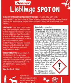 Dehner Lieblinge Floh- und Zeckenschutz Spot On für kleine Hunde, 4 x 1 ml