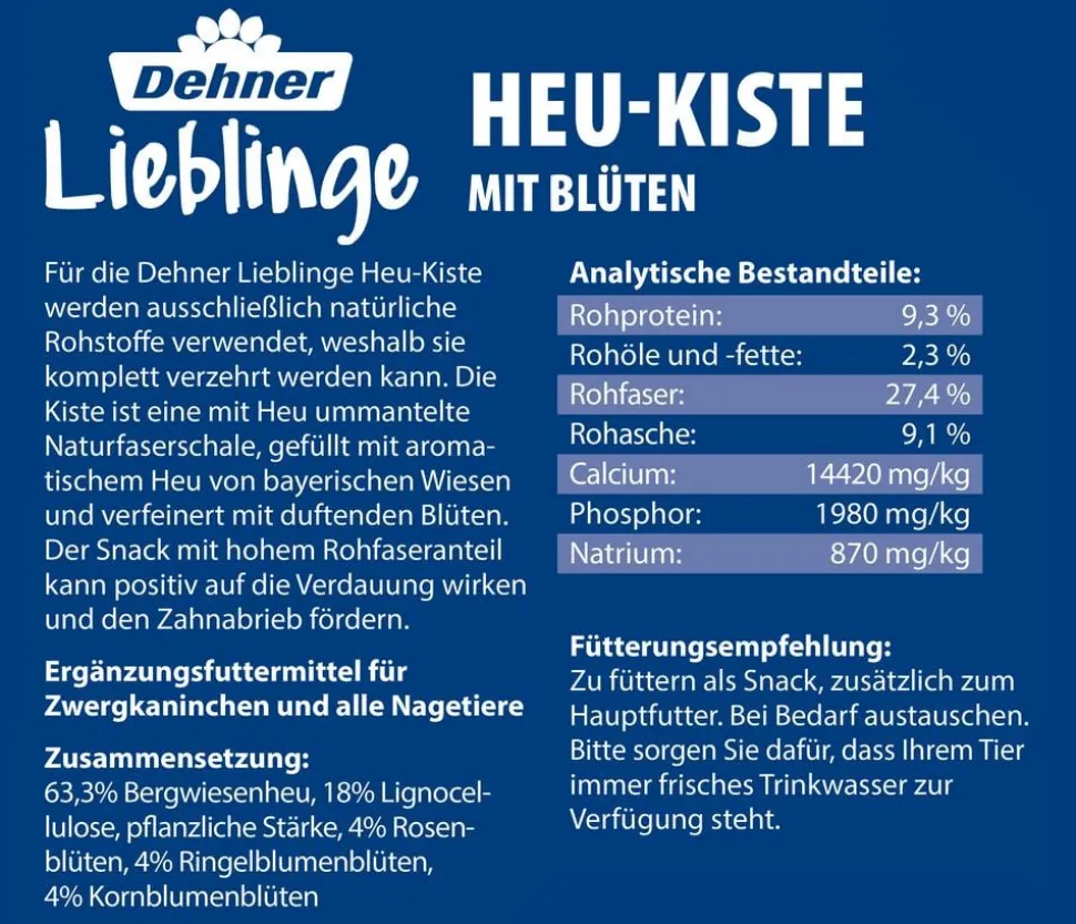 Dehner Lieblinge Heu-Kiste mit Blüten, 100 g