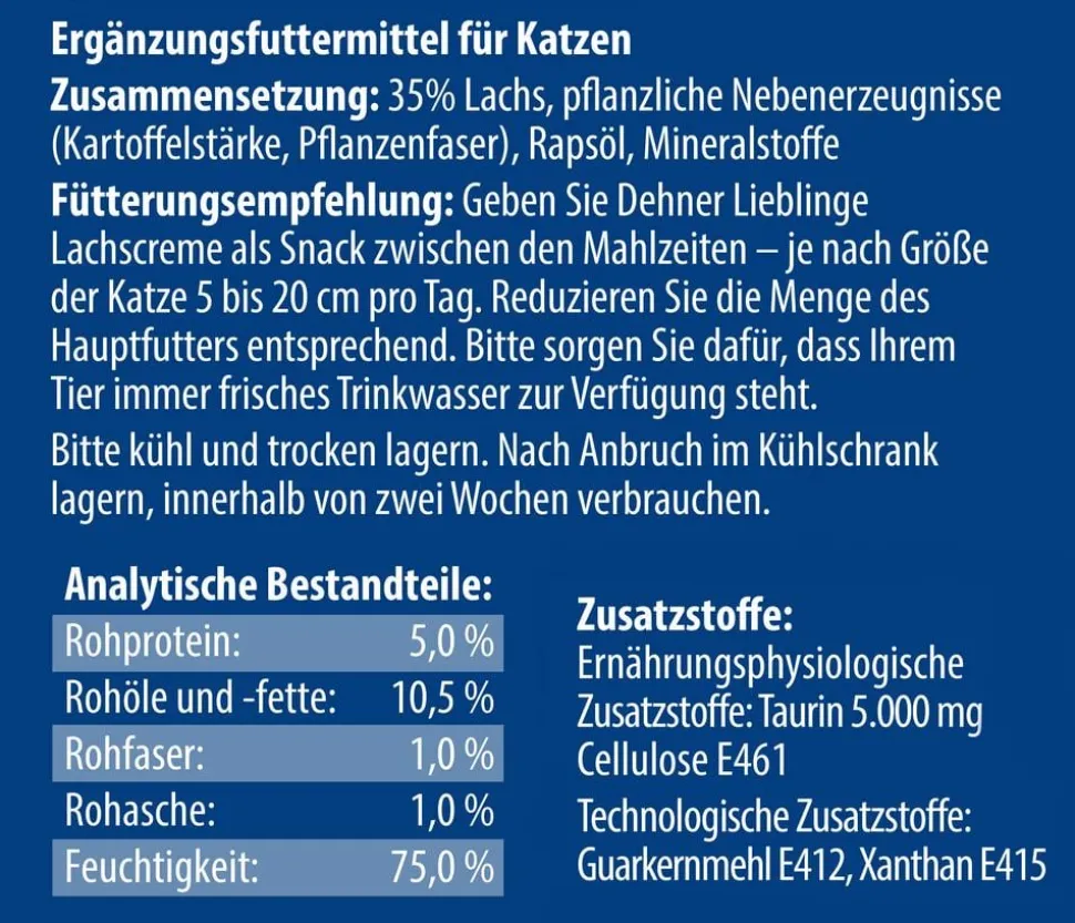 Dehner Lieblinge Katzensnack Lachscreme, 75 g